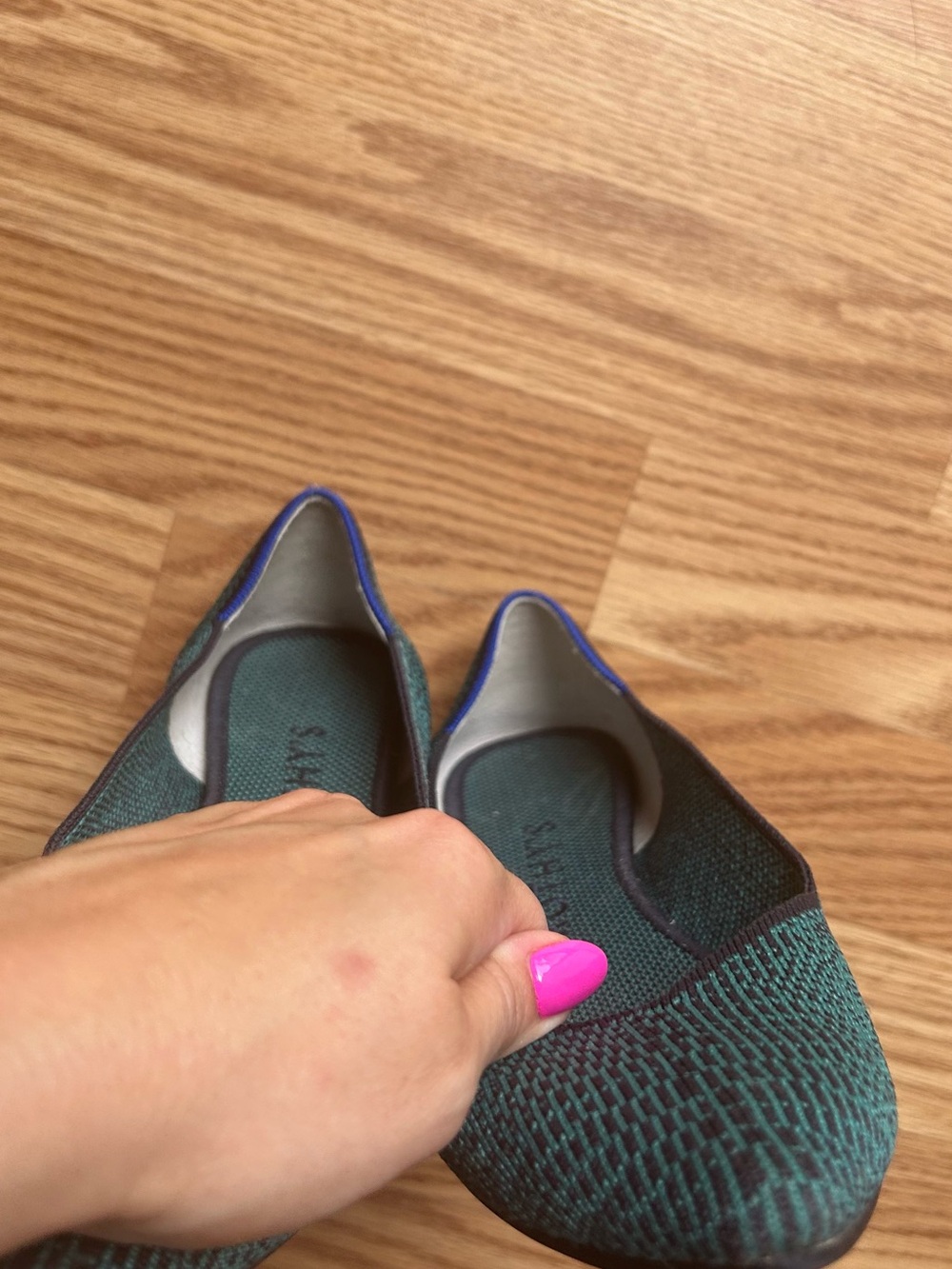 Rothy’s The Point Flat Size 8.5 Teal Blue and Black - Picture 5 of 6